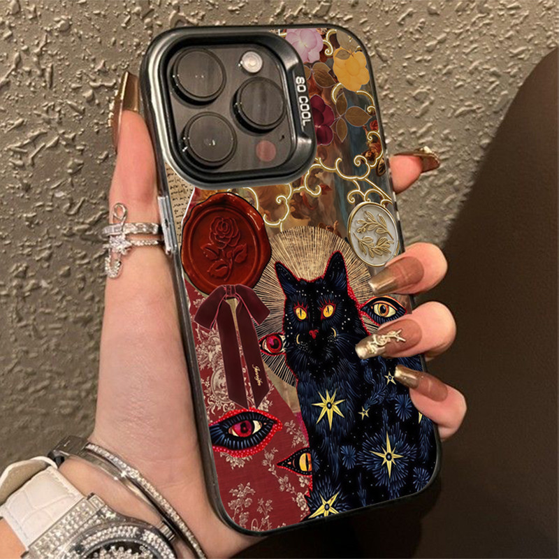 Lacquer Seal วัฒนธรรมอียิปต์แมวดําเคสโทรศัพท์สําหรับ Mi POCO F5 X7 X5 X6 M6 F6 F7 Pro Mi 14T 15 12T 