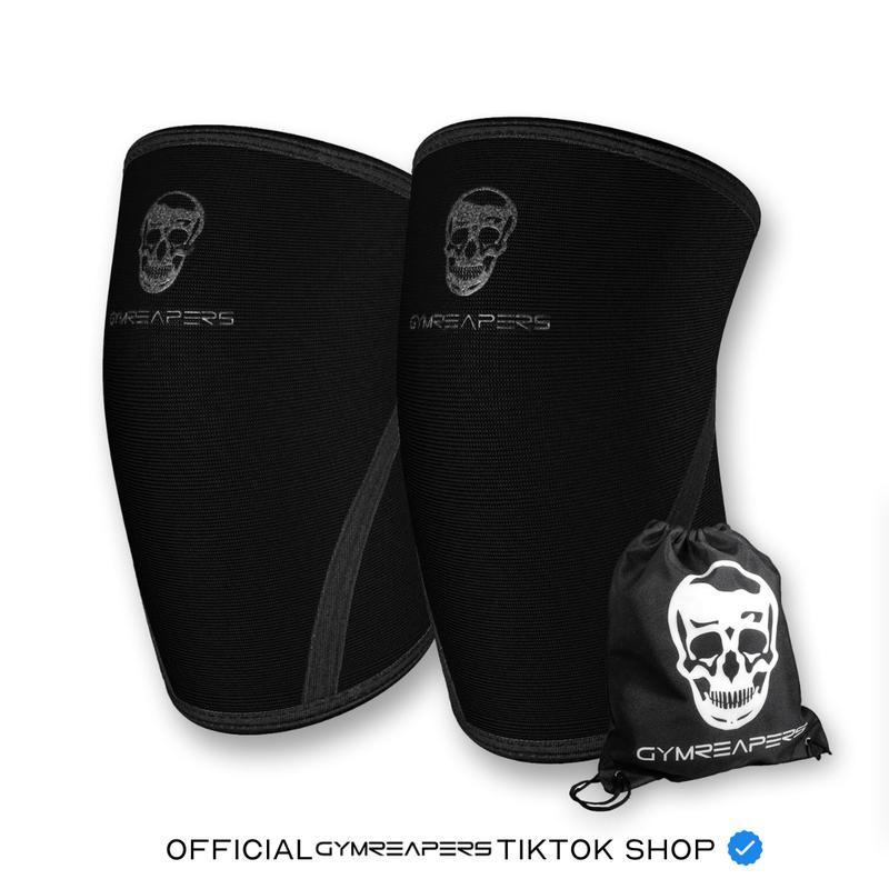 Gymreapers 7mm Neoprene Knee Sleeves Pair - สนับสนุนการยกเวทสำหรับวันออกกำลังขา สเควตส์ และเดดไลฟ์ ผ