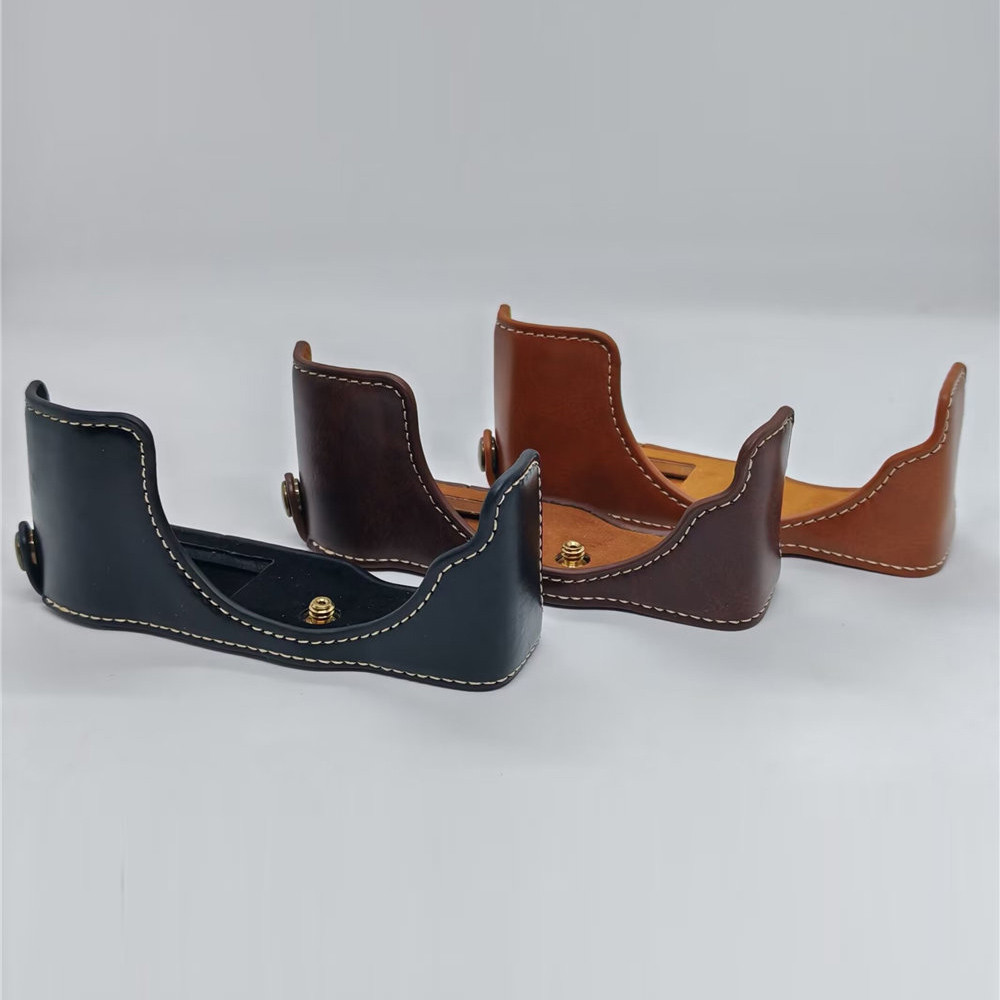 กล้องหนัง PU ครึ่งสําหรับ Panasonic Lumix DMC-GX80 DMC-GX85 GX80 GX85 ฝาครอบเปิดด้านล่าง