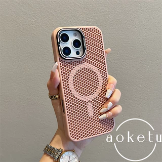 ตาข่ายกระจายความร้อนวงเล็บโลหะระบายอากาศเคสโทรศัพท์แม่เหล็กเหมาะสําหรับ ไอโฟน 11 12 13 14 15 16 มือโปร สูงสุด รวมทุกอย่างซิลิโคนป้องกันการตกปกแข็ง