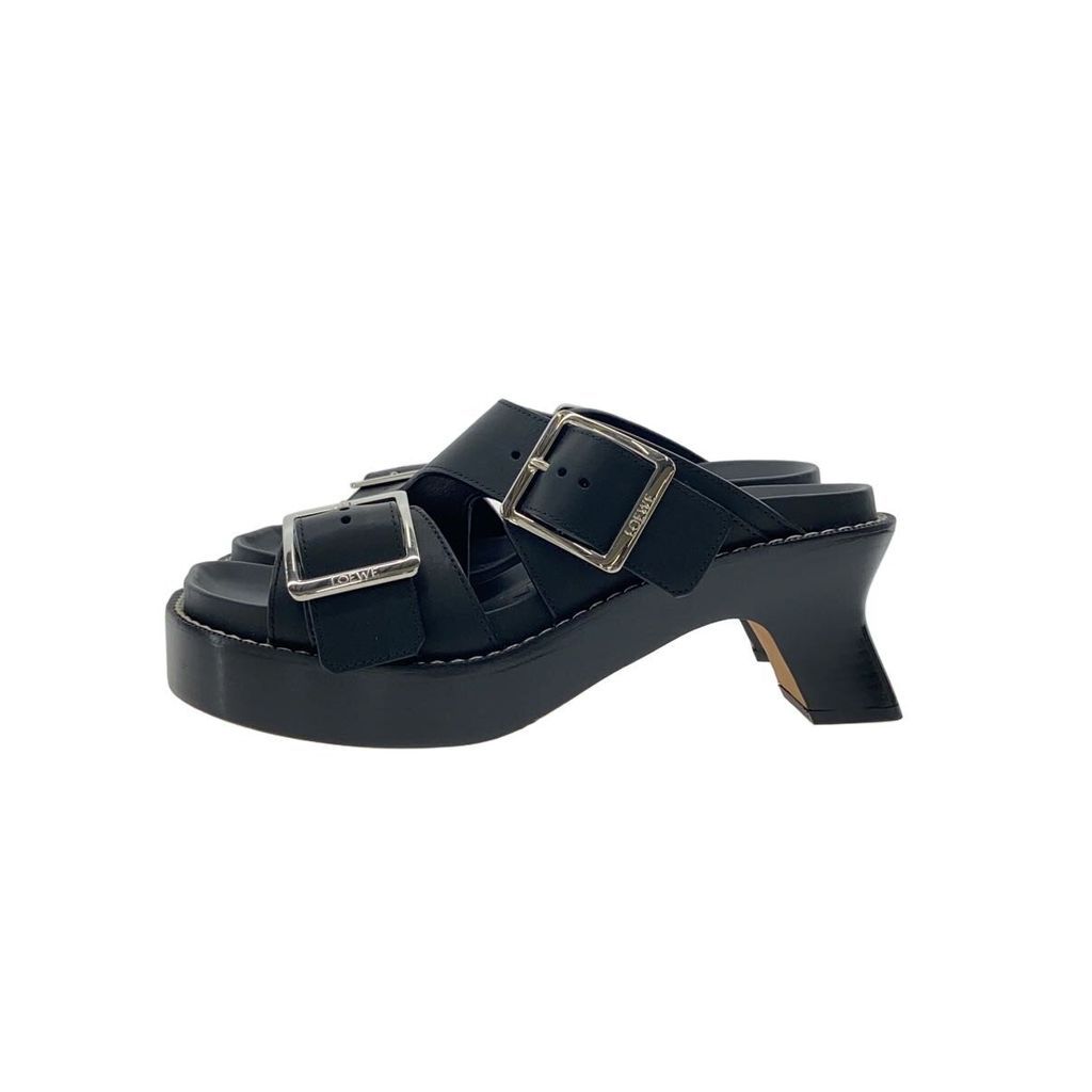 Loewe Sandals EASE HEEL SLIDE90 37 BLK black leather Direct from Japan Secondhand
