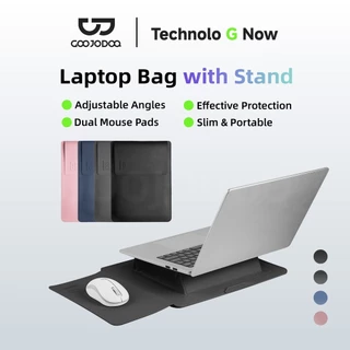 GOOJODOQ 2-in-1 Notebook Protective Case and Bracket Adjustable Height in Three Levels Built-in Mouse Pads