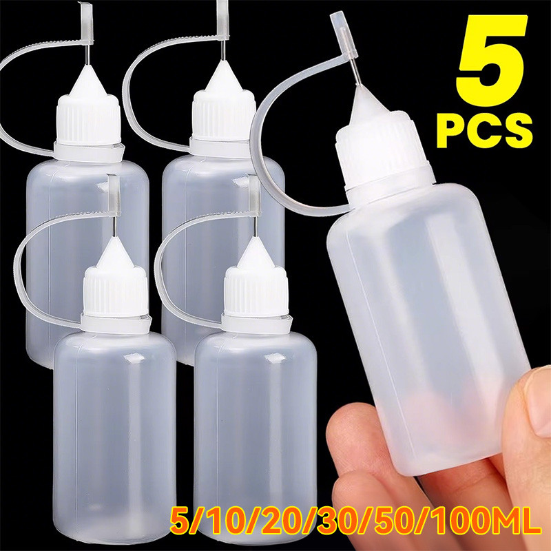 UR SUGAR 5 ชิ้น Squeezable Tip Applicator ขวดเล็บรีฟิล Dropper พร้อมปลายเข็มหมวกขวดน้ํามัน