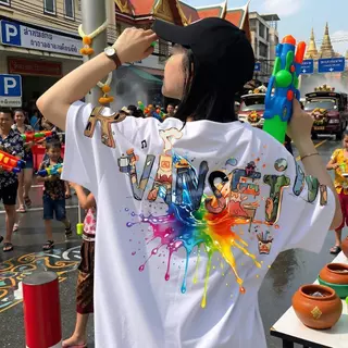 Top.basic🔥เสื้อแฟชั่น ใส่สบาย เสื้อยืดแขนสั้น ลาย เสื้อ"VANSET" ผ้านิ่ม OVERSIZE แฟชั่น ผ้าฝ้าย สไตล์เกาหล【COD】