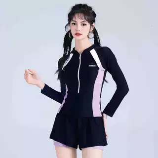 SEA MAID ชุดว่ายน้ำกีฬา ชุดว่ายน้ำแขนยาว ชุดเล่นน้ำเรียบร้อย🌰 มีไซส์ M-XL | น้ำหนัก 40-65 กก. ส่งไว Y195