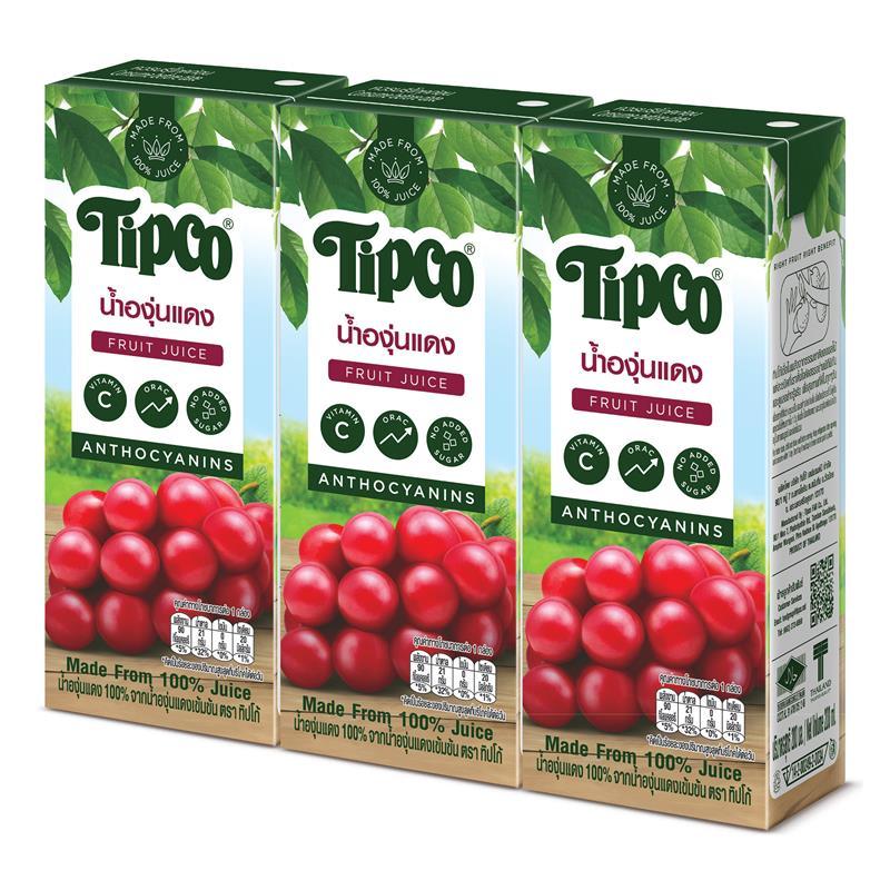 น้ำองุ่น 100% 200 มล. (แพ็ค3กล่อง) ทิปโก้