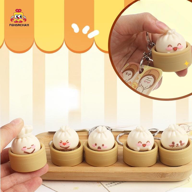 ⚡ของเล่นบรรเทาความเครียด⚡FG น่ารักนึ่ง Bun ความเครียดบรรเทาพวงกุญแจ Mini บีบจี้ Dpression Fidget ของเล่นสําหรับกระเป๋าของขวัญสํานักงาน HS