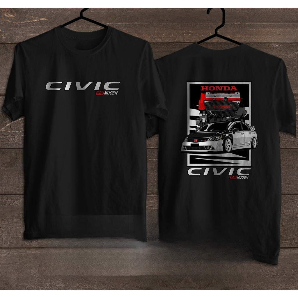 เสื้อยืดลาย Honda CIVIC FD MUGEN SERIES 10 Cotton100% คอกลมแขนสั้น สูญน้ำใจ ชาย-หญิงใช้ได้ S-5XL [COD | พร้อมส่ง]