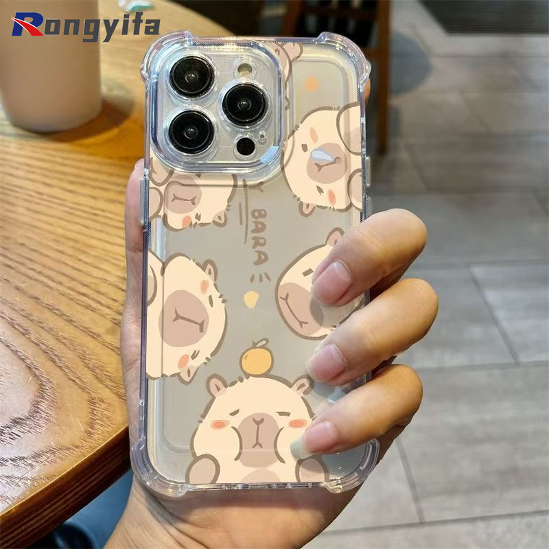น่ารัก Capybara สี่มุมเคสโทรศัพท์สําหรับ OPPO ค้นหา X9 X8S X8 Pro X7 Ultra X6 X5 X3 Pro X2 F31 F29 F27 F25 F23 F21 F11 F19 Pro Plus 5G ปลอกกันกระแทก
