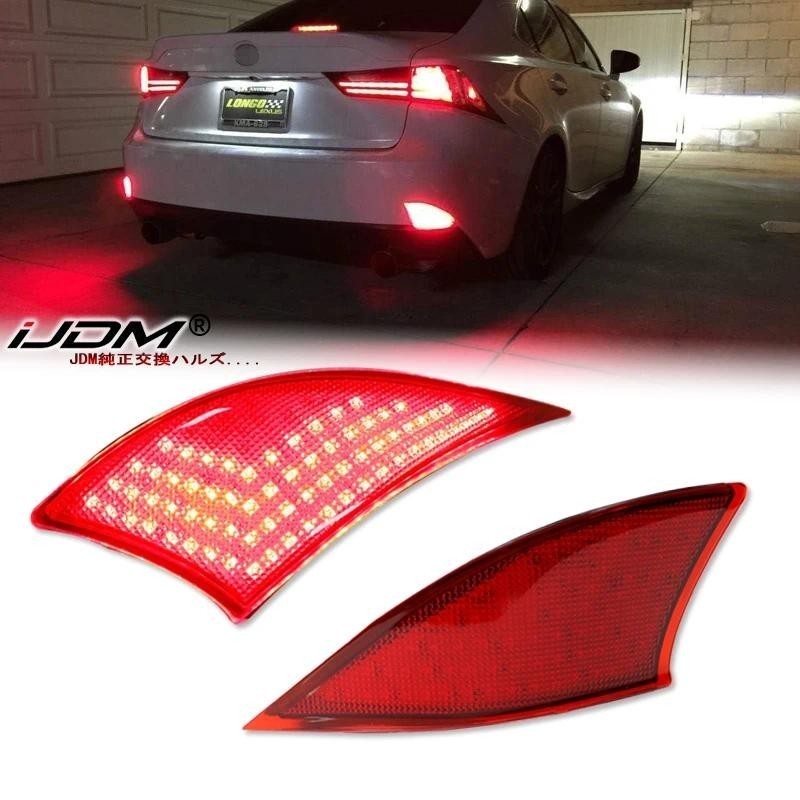 2 ชิ้น LED กันชน Reflector ไฟสําหรับ 2014-2020 Lexus IS250 IS350 IS200t IS300, ฟังก์ชั่นเป็นหาง, เบร