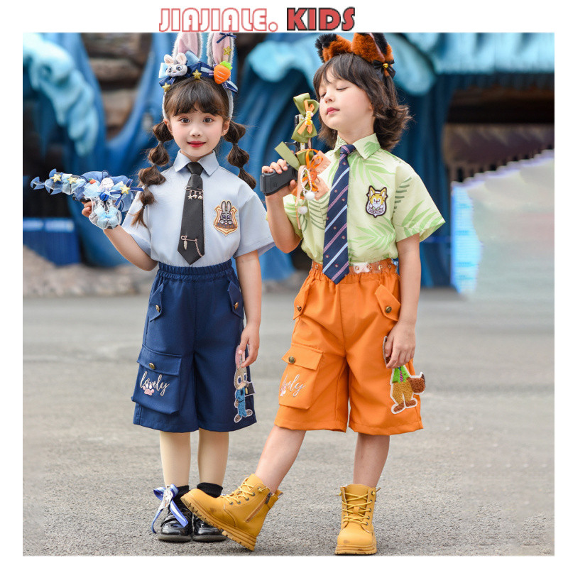 2-12yrs Kids Zootopia Judy Hopps & Nick Wilde JK Uniform | ชุดเสื้อและกระโปรง/กางเกงสไตล์โรงเรียนคอส