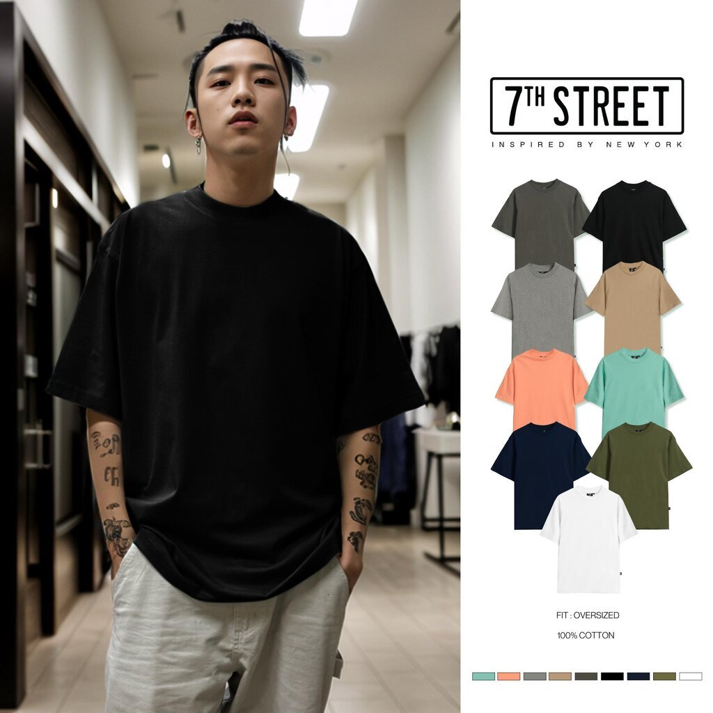 เสื้อโอเวอร์ไซส์ เกรด COTTON USA เส้นใย cotton 100% (Comb No.20) ทรงสวย ใส่สบาย ระบายความร้อนดีเยี่ยม รุ่น (O-PSC) ผู...