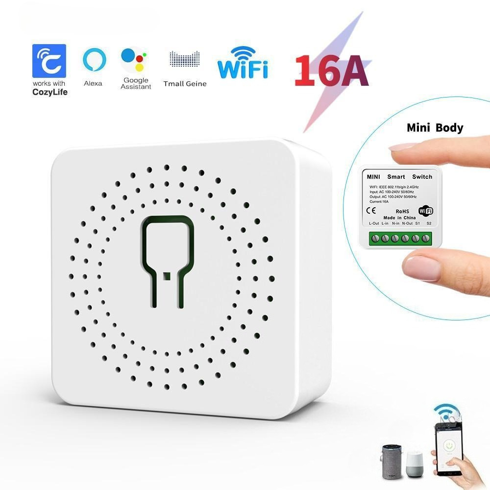 【จัดส่งฟรี】16A Smart Mini Switch DIY Smart Switch Wifi 2-Way Switch With Voice Control For  Cozy Lif