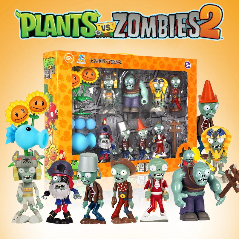 Plants vs Zombies 2 Giant zombie ของเล่น Ice Pea Jetpack Zombie ชุดของเล่นการ์ตูนเครื่องประดับตัวเลข