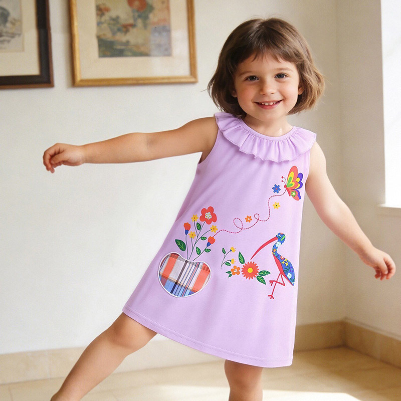 【Ready Stock】 Summer Girls' Dress European and American Style Children's Vest Dress Knitted Cotton C
