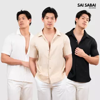ของแถม ซื้อคู่สินค้าตะกร้าหลักก่อนจะลดอัตโนมัติ เสื้อเชิ้ตแขนสั้นผ้าด็อบบี้ (ลายริ้ว) SAI-SABAI (SS038)