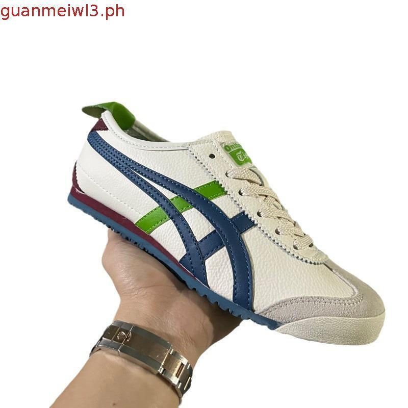 ONITSUKA TIGER คลาสสิก Onizuka Mexico 66 รองเท้าผ้าใบผู้ชายผู้หญิงคู่รองเท้าสบายๆรองเท้าหนังสีดํา K6