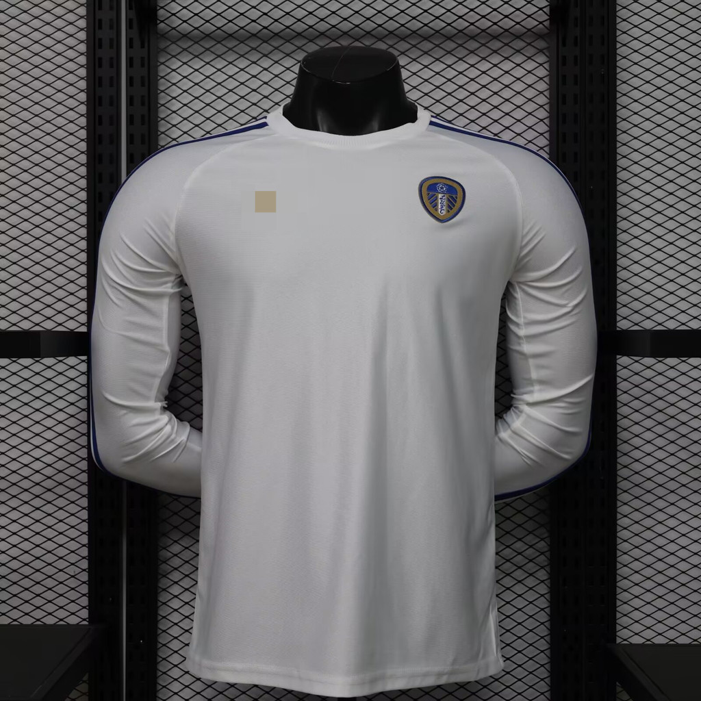 ผู้เล่นรุ่น 2627 Leeds United retro casual สีขาวแขนยาวรุ่นพิเศษฟุตบอลกีฬาเสื้อยืดแขนยาว S-3XL