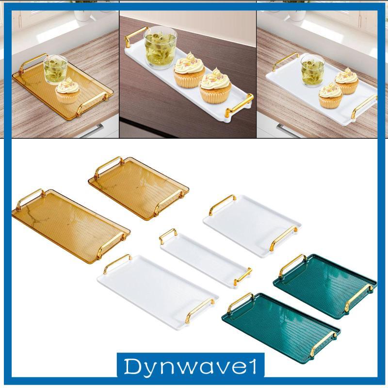 [Dynwave1] ถาดเสิร์ฟพร้อมที่จับ Platter น้ําหอมสี่เหลี่ยมผืนผ้าถาดเสิร์ฟถาดโต๊ะเครื่องแป้งสําหรับโต๊ะรับประทานอาหาร Centerpiece Entertaining