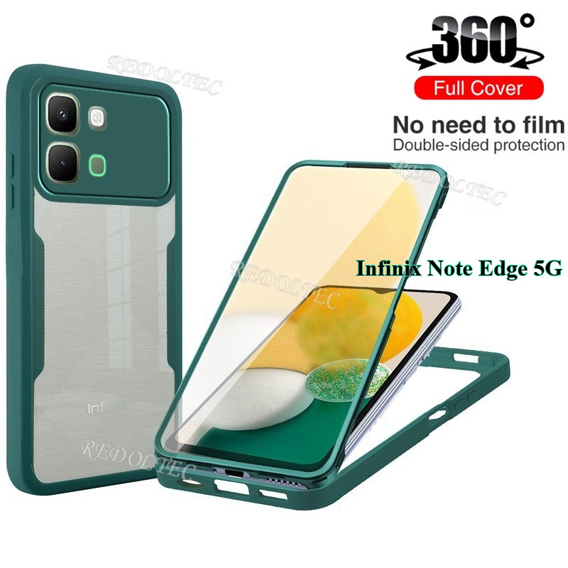 360 คลุมทั้งหมดกรณี Infinix Note Edge 5G กันกระแทกอะคริลิคใสด้านหน้าด้านหลังสองด้านป้องกัน Hard เคสโทรศัพท์ Infinix NoteEdge