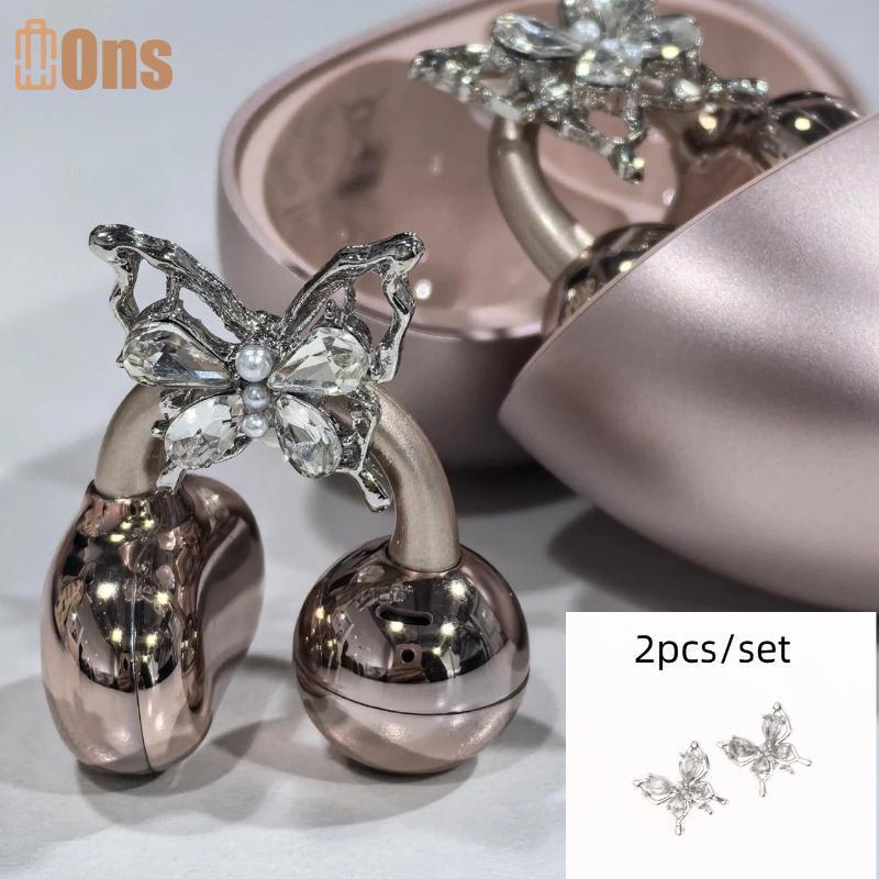 Ons 2 ชิ้น Rhinestone คลิปบนหูฟัง Decor ที่ถอดออกได้ Zirconia หูฟังอุปกรณ์เสริมที่