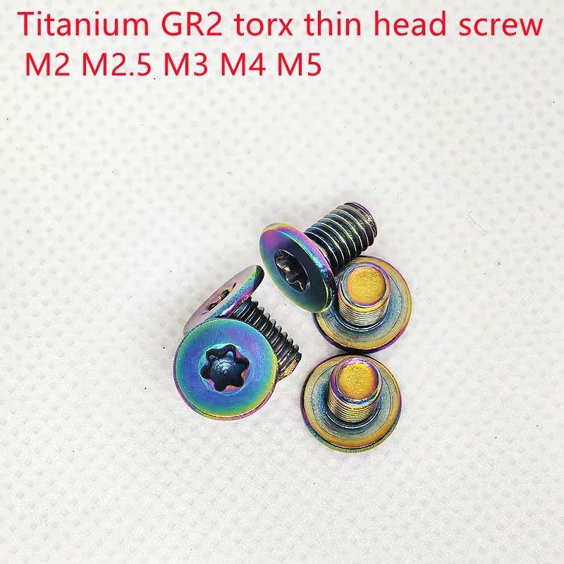 5pcs Torx thin Titanium screw M2 M2.5 M3 M4 M5 GR2 Titanium colourful rainbow colour Six-Lobe Ultra 