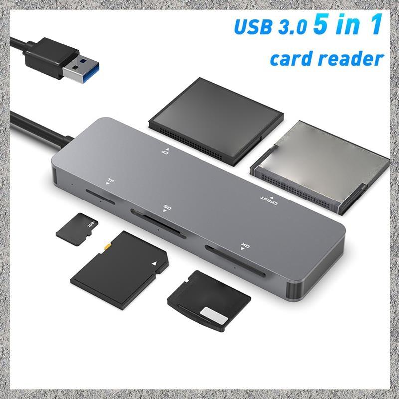 USB 3.0 เครื่องอ่านการ์ดมัลติฟังก์ชั่น USB Sd Card Reader CFast/CF/XD/SD/TF Card Reader 5 in 1 USB C