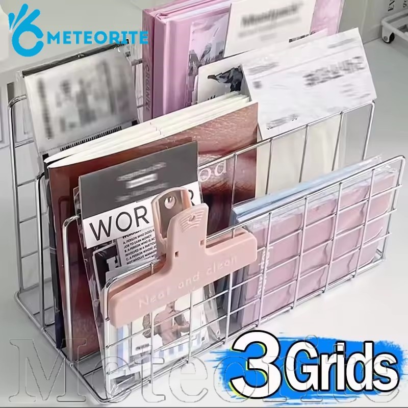 [Nice Home] Simple Iron Art ชั้นวางนิตยสาร 3 ชั้น - หอพักเดสก์ท็อปหนังสือขนาดเล็กชั้นเก็บเครื่องเขียน