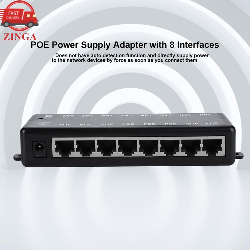 Zinga Zinga POE แหล่งจ่ายไฟ DC12V-48V 8 อินเทอร์เฟซ Passive PoE Adapter Over Ethernet โมดูลหัวฉีด