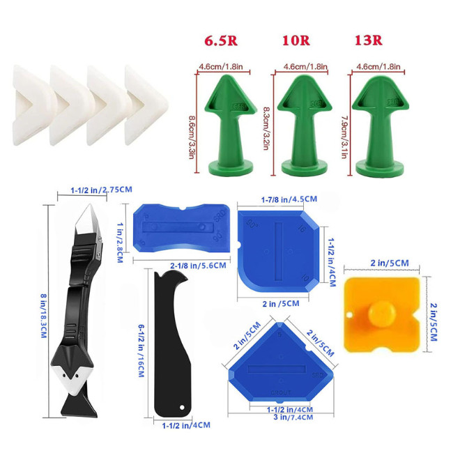 14PCS ชุดเครื่องมือปาดยาแนวกาวยาแนว พลาสติก ชุดไม้พายซิลิโคน สําหรับขูดกาวยาแนว แผ่นปาดยาแนวกระเบื้อง แบบซิลิโคน เกียงโป ราคา ถูกที่สุด ดีลบีเคเค แกลเลอรีภาพที่ 2