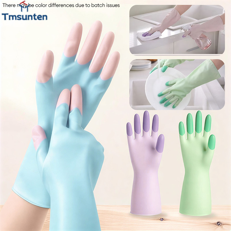 ถุงมือ PVC สำหรับทำครัว ทนทาน เหมาะสำหรับงานบ้าน สวมใส่สบาย มีสีสันสวยงาม กันน้ำมัน เนื้อนุ่ม Tmsunten