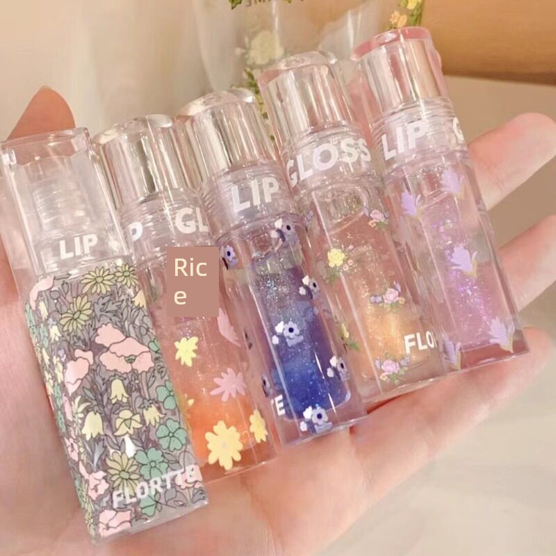 ลิปออย lip oil FLORTTE/Hualolia Lip Oil Love Tiger Oil Lip Glaze Transparent Glass Lip Gloss Lip Oil
