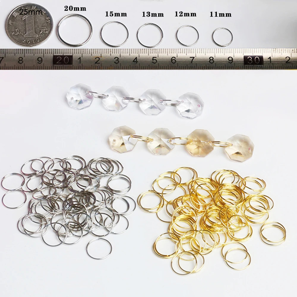 Camal 100pcs 11 มม.12 มม.13 มม.15 มม.20 มม.รอบ Stainles แหวนเหล็กสําหรับโคมระย้าลูกปัดคริสตัลจี้ Par