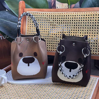 【ส่งจากไทย】กระเป๋าถักมือส ไตล์เกาหลีสำหรับเผู้หญิง กระเป๋าช้อปปิ้งน่ารัก สไตล์ลำลอง แฟชั่นสำการจับคู่สีที่มีสีสัน