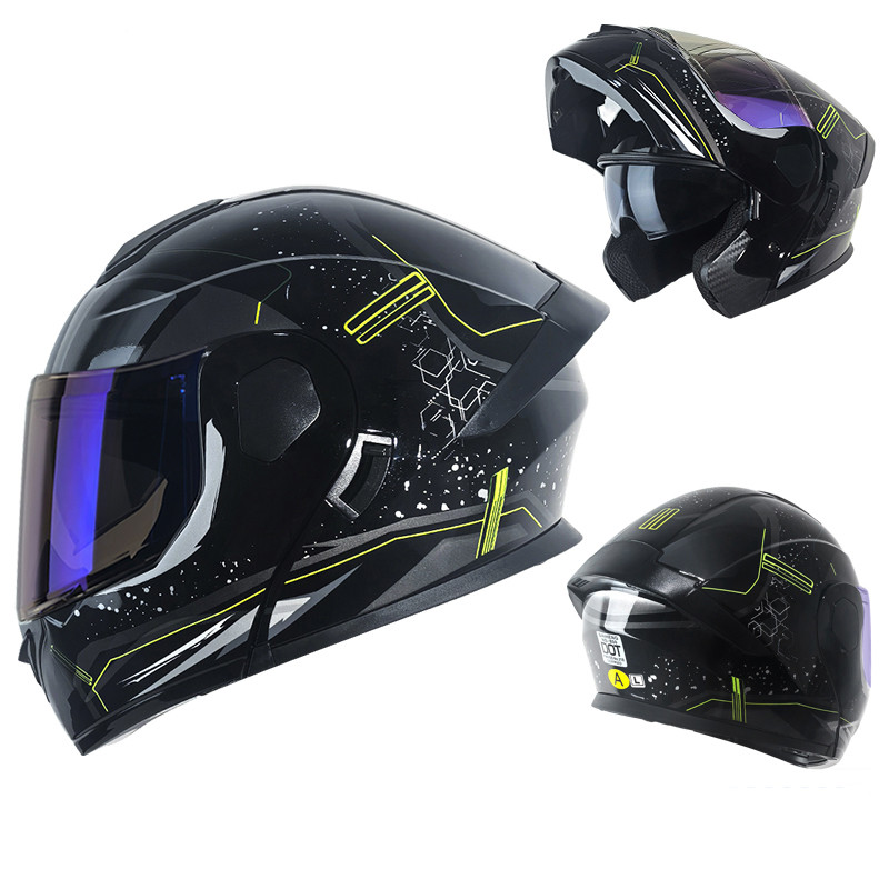 VGV หมวกกันน็อกรถจักรยานยนต์ DOT + CCC รับรองความปลอดภัยคู่หมวกกันน็อกพลิกเดินทางสี่ฤดู Unisex เลนส์