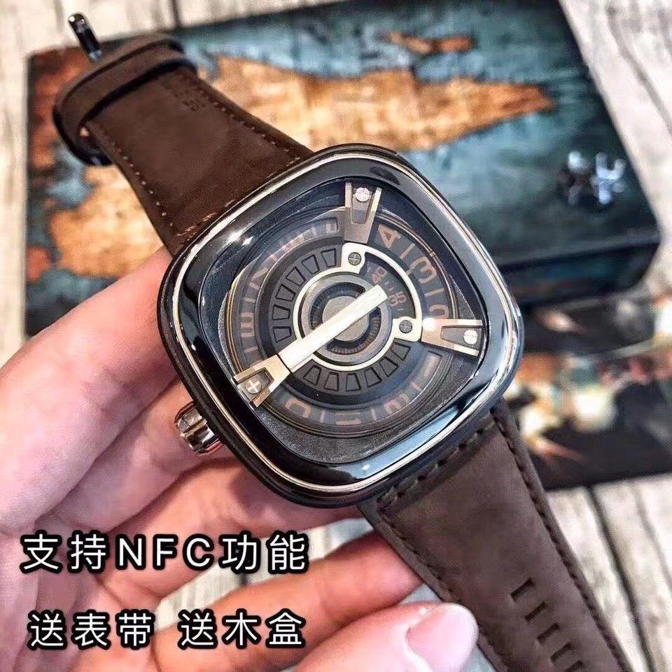 SEVEN5FRIDAY Seven Friday นาฬิกาผู้ชายหน้าปัดขนาดใหญ่ 100 เมตรนาฬิกากลไกกันน้ํา P3C/08