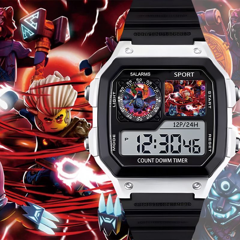 Lego Phantom Ninja นาฬิกาอิเล็กทรอนิกส์ Lloyd สี่เหลี่ยมเล็กกันน้ําส่องสว่างไม่มีฟังก์ชั่นความบันเทิ