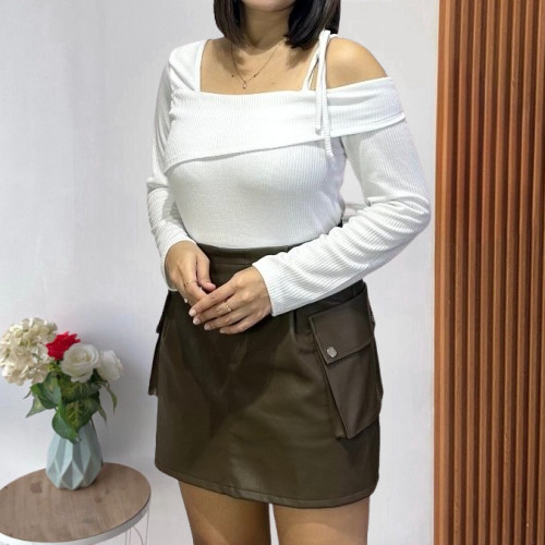 Arvera (ภาพจริง) Lizie Top Zorra Coquette Bowie และ Knit One Shoulder Top เสื้อแฟชั่นผู้หญิงสไตล์เกา