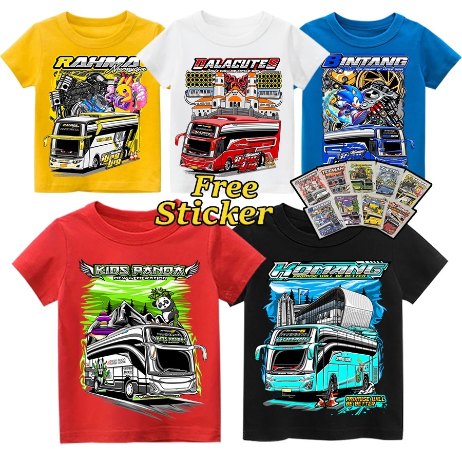 Vector Bus Mania เสื้อผ้าเด็ก Bus เสื้อยืด 1-12 ปี