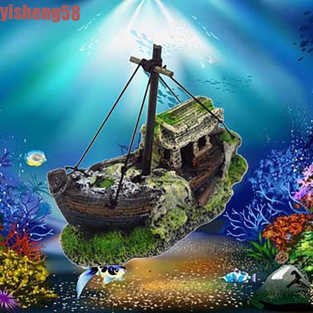 FABLE เรือดําน้ําเครื่องประดับหักรูปร่างเรือเรซิน Shipwreck ตกแต่งถังปลาตกแต่ง Wreck ปลา Rest อุปกรณ์ภูมิทัศน์