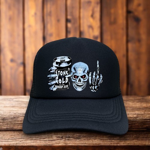 Stone Cold Steve Austin Mens Trucker Hat สีดํา 100% Whoop Ass Wrestling Cap LM0V