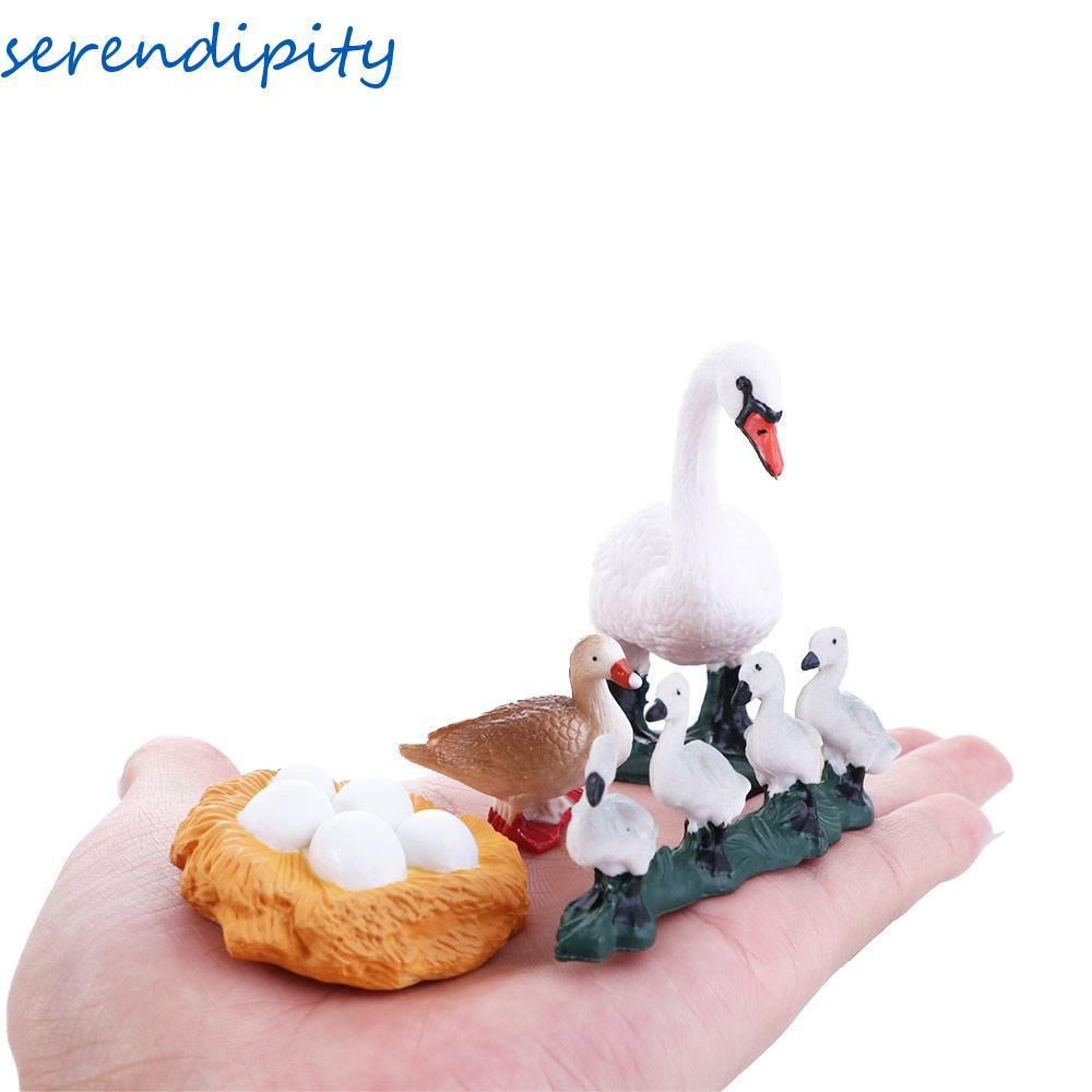 SERENDIPITY Life CYCLE ตัวเลขเด็ก 4 ชิ้น/เซ็ต Swan รุ่น Hen สัตว์ปีก Growth CYCLE Miniature รอบเป็ด 