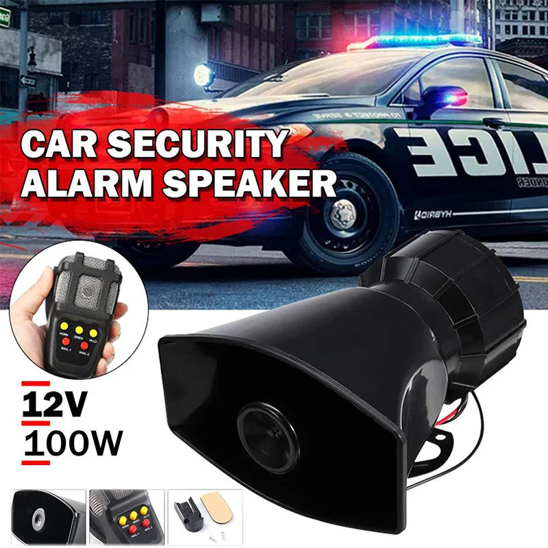 12V 7 Sounds 110dB Car Alarm Horn Tone Sound Electronic Siren Loud Car Warning Alarm Police Fire Sir