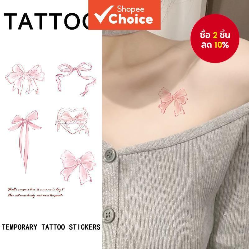 ชุดเพื่อนที่ดีที่สุด รอยสักชั่วคราว – สติ๊กเกอร์ดีไซน์โบว์สีชมพูกันน้ํา, ศิลปะร่างกายแขนสําหรับผู้ชายและผู้หญิง