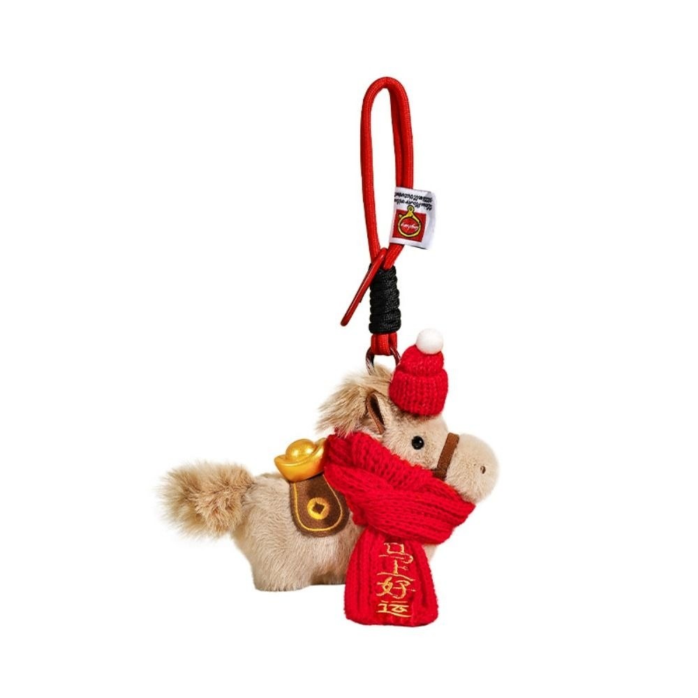 เจรีมี1ผ้าพันคอสีแดงจี้ม้าโพนี่,สร้างสรรค์มิ่งขวัญตุ๊กตาตุ๊กตาม้าพวงกุญแจ,น่ารักน่ารักนุ่มสไตล์จีนตุ๊กตาสัตว์พวงกุญแจปีมะ - รูปที่ 2