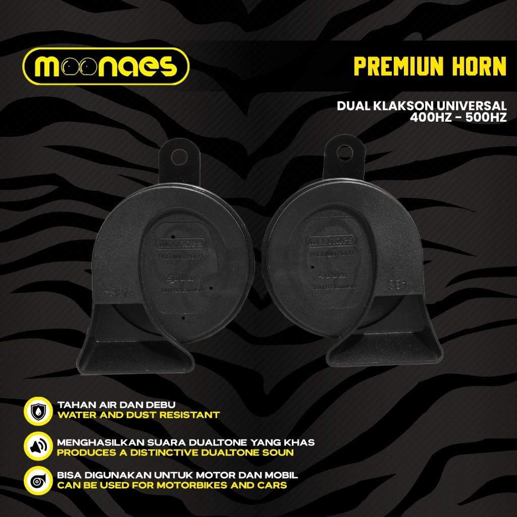 MOONAES DUAL PREMIUM HORN UNIVERSAL HORN 400HZ - 500HZ H4
