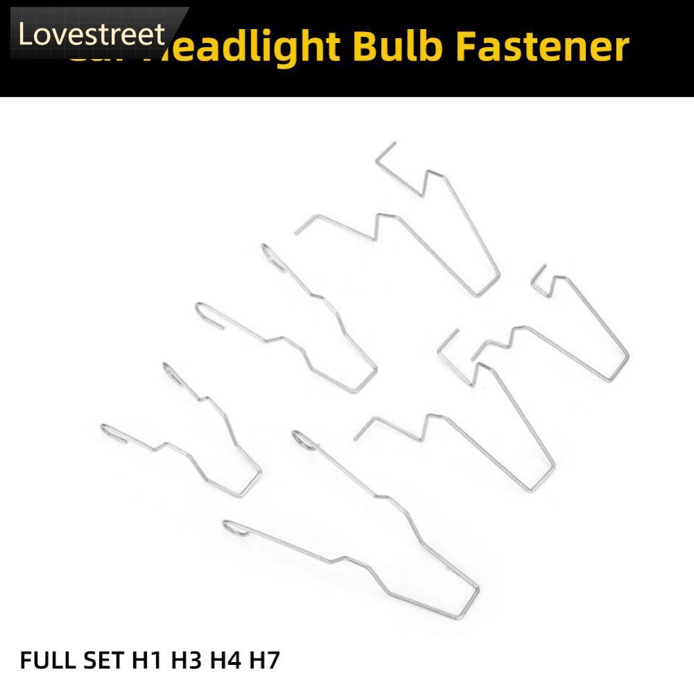 LOVIE 6 ชิ้นไฟหน้ารถหลอดไฟ Retainer ฤดูใบไม้ผลิคลิปหัวเข็มขัดโลหะไฟหน้าหลอดไฟคลิปฤดูใบไม้ผลิสําหรับ 