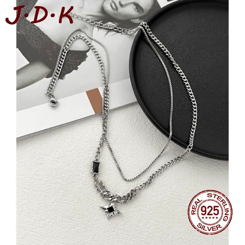 สร้อยคอสไตล์คู่รักเหล็กไทเทเนียมสองชั้น JDK