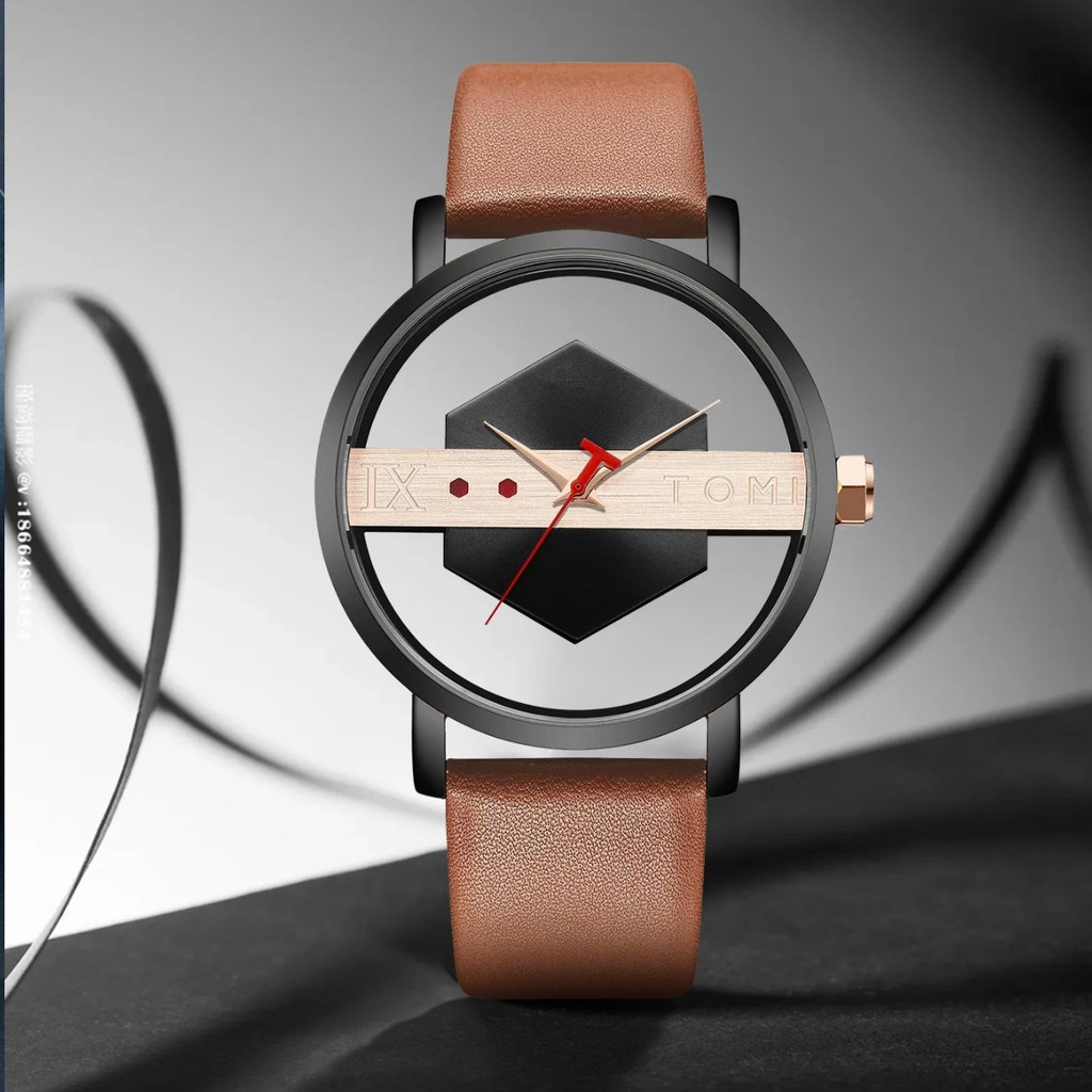 TOMI TOMI Hollow Design See-Through Watch Unisex Casual Fashion Simple Korean Men Women Watch