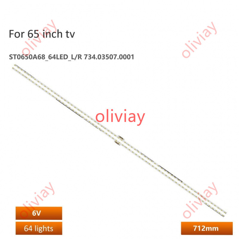 สําหรับ 2 ชิ้น/เซ็ต led backlight Sony KD-65X8500F KD-65X8566F strip light ST0650A68_64/ST0650AB9_64